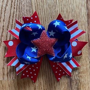 Handmade Patriotic Glitter Star Bow